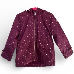 OshKosh Fleece Lined Rain Jacket Coat 4T Plum Polka Dot Hooded